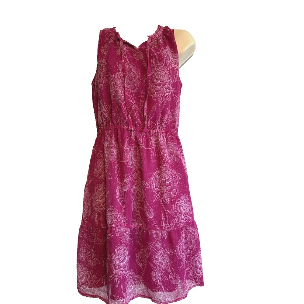 Merona Pink Sleeveless Lined Tiered Midi Dress Size M Fairy Cottage Feminine